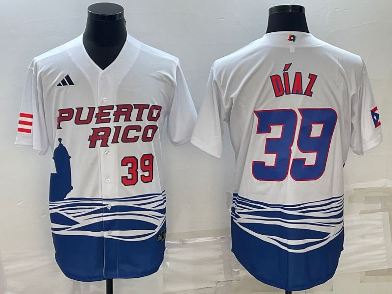 Men 2023 World Cub #39 Diaz White MLB Jersey5